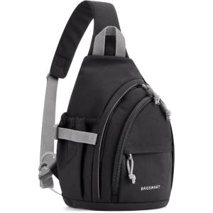 BAGSMART Puffy Water Bottle Crossbody Bags for Women, Small Cross body Purse With Bottle Holder, Hobo Handbag for Travel(01-black)