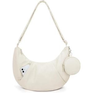 BAGSMART Puffy Water Bottle Crossbody Bags for Women, Small Cross body Purse With Bottle Holder, Hobo Handbag for Travel(4.5l-beige)