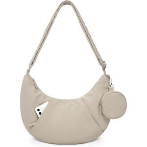 BAGSMART Puffy Water Bottle Crossbody Bags for Women, Small Cross body Purse With Bottle Holder, Hobo Handbag for Travel(4.5l-camel)