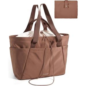 BAGSMART Reusable Grocery Bags, Large Beach Bag, Foldable Tote for Shopping Moving Holiday Travel Packing(32l-coffee)