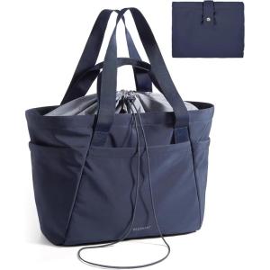 BAGSMART Reusable Grocery Bags, Large Beach Bag, Foldable Tote for Shopping Moving Holiday Travel Packing(32l-navy)