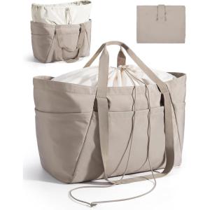 BAGSMART Reusable Grocery Bags, Large Beach Bag, Foldable Tote for Shopping Moving Holiday Travel Packing(73l-camel)