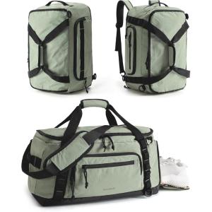 BAGSMART Tactical Gym Bag for Men, 22L Duffle Bag for Travel with Shoe Compartment, 4 in 1 Personal Item Tactical Backpack with 40oz Water Bottle Holder (B-Forest Camo)(J-Greenish Gray)