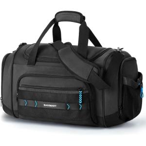 BAGSMART Tactical Gym Bag for Men, 22L Duffle Bag for Travel with Shoe Compartment, 4 in 1 Personal Item Tactical Backpack with 40oz Water Bottle Holder (B-Forest Camo)(L-Black)