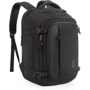 BAGSMART Travel Backpack Carry on Flight Approved, 28L Lightweight Backpack Fits 17.3 Inch Laptop for Men Women, Water Resistant Personal Item Travel Bag with USB Charging Port, Black(Black)