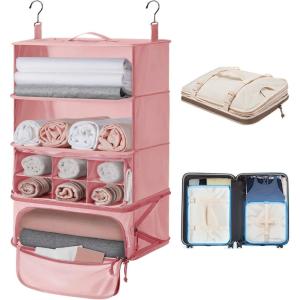 BAGSMART Wet Dry Bags 5 Pack, Travel Bags Reusable for Swimsuits (Beige)(Pink)