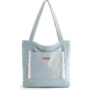BAGSMART Women’s Multi-Compartment Tote Bag with Elastic Cord for Travel Fitness Outdoor Activities(Light Blue)