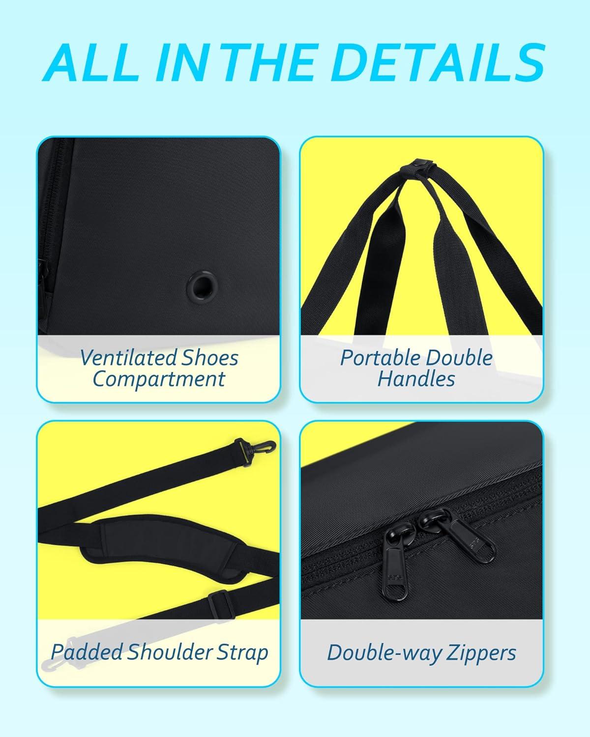 imageBAGSMART Gym Bag With Shoe Compartment amp Wet Pocket Lightweight Sports Travel Duffel Bag Carry On Bag Weekender Overnight Bag Water Resistant Sports Gym Tote Bags Swimming Yoga Almond OilBlack