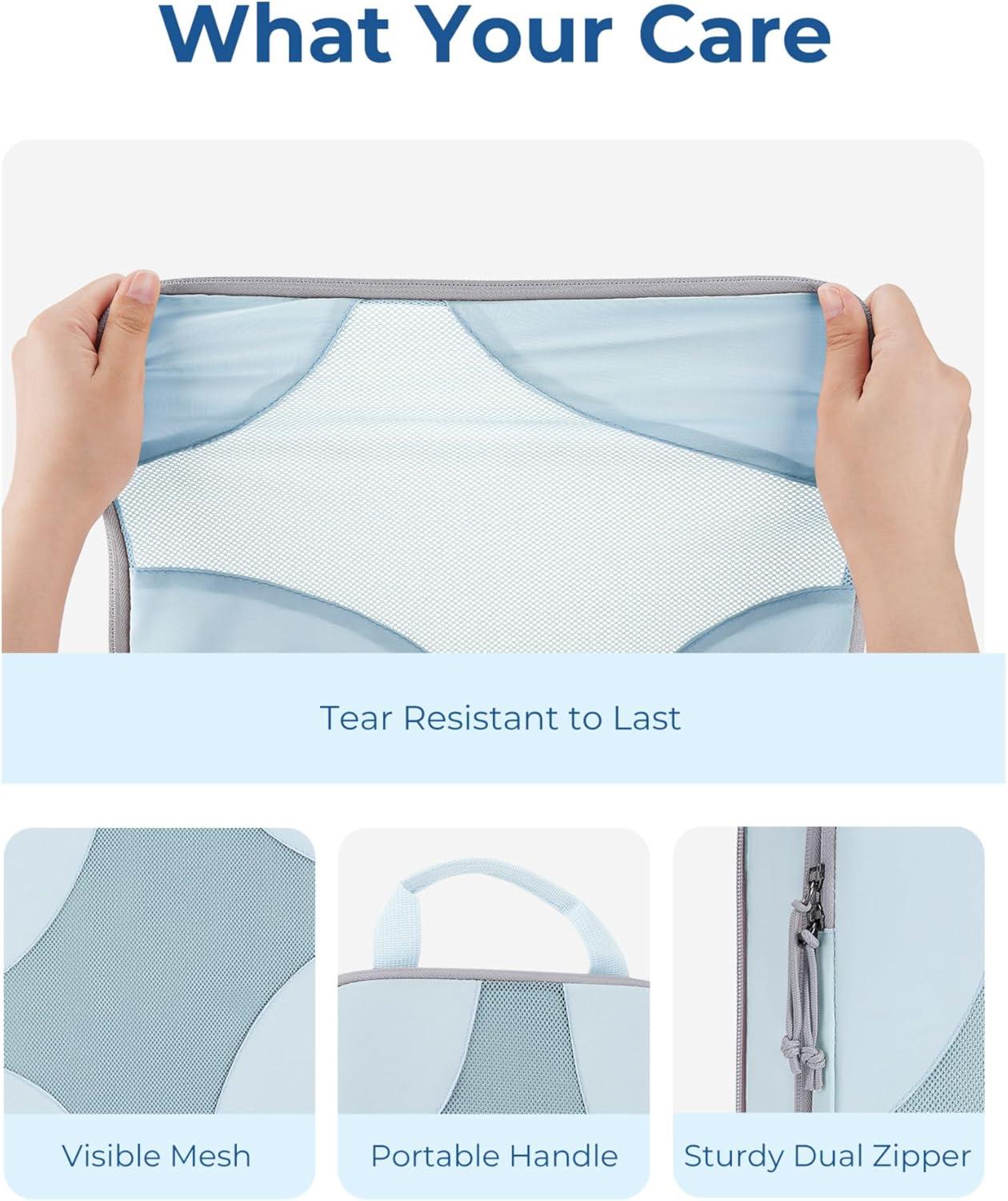 imageBAGSMART Hanging Compression Packing Cubes 6 Set Large Suitcase Organizer Bags Set Cruise Travel Essentials for Women01Light Blue