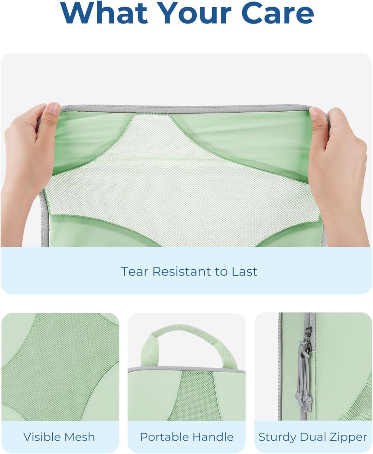 imageBAGSMART Hanging Compression Packing Cubes 6 Set Large Suitcase Organizer Bags Set Cruise Travel Essentials for WomenFruit Green