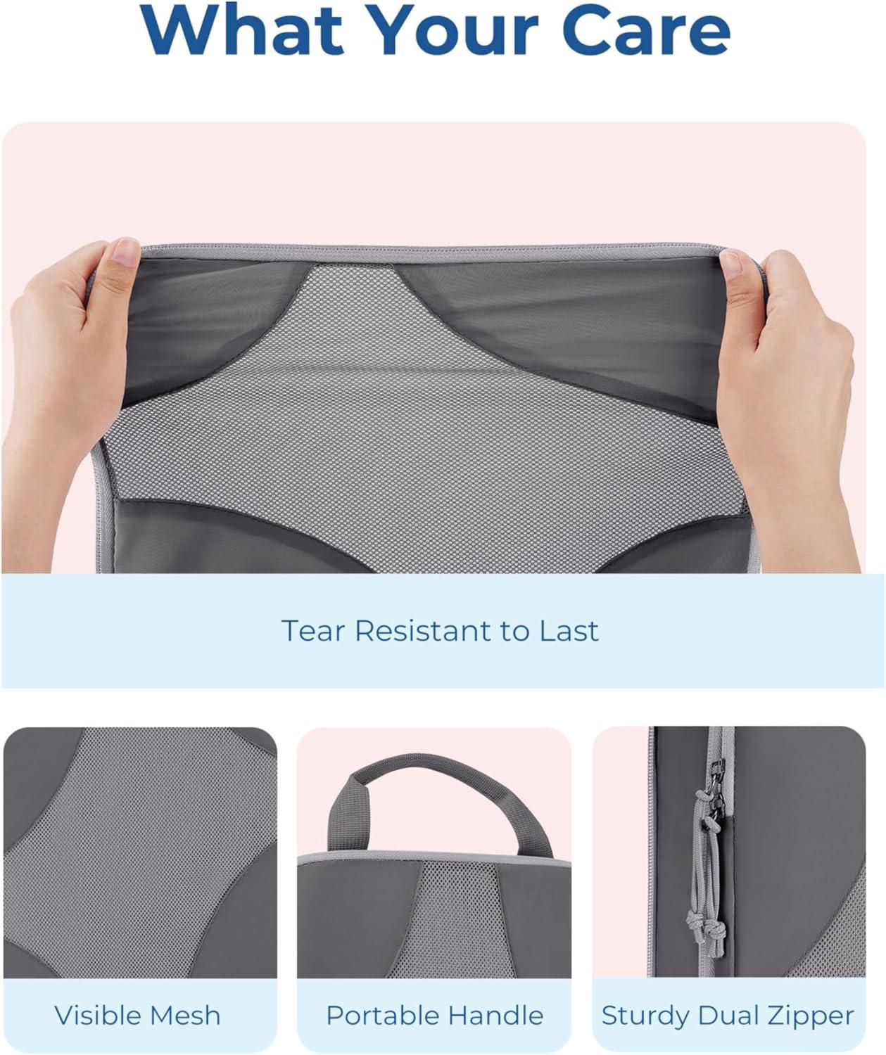 imageBAGSMART Hanging Compression Packing Cubes 6 Set Large Suitcase Organizer Bags Set Cruise Travel Essentials for WomenGrey