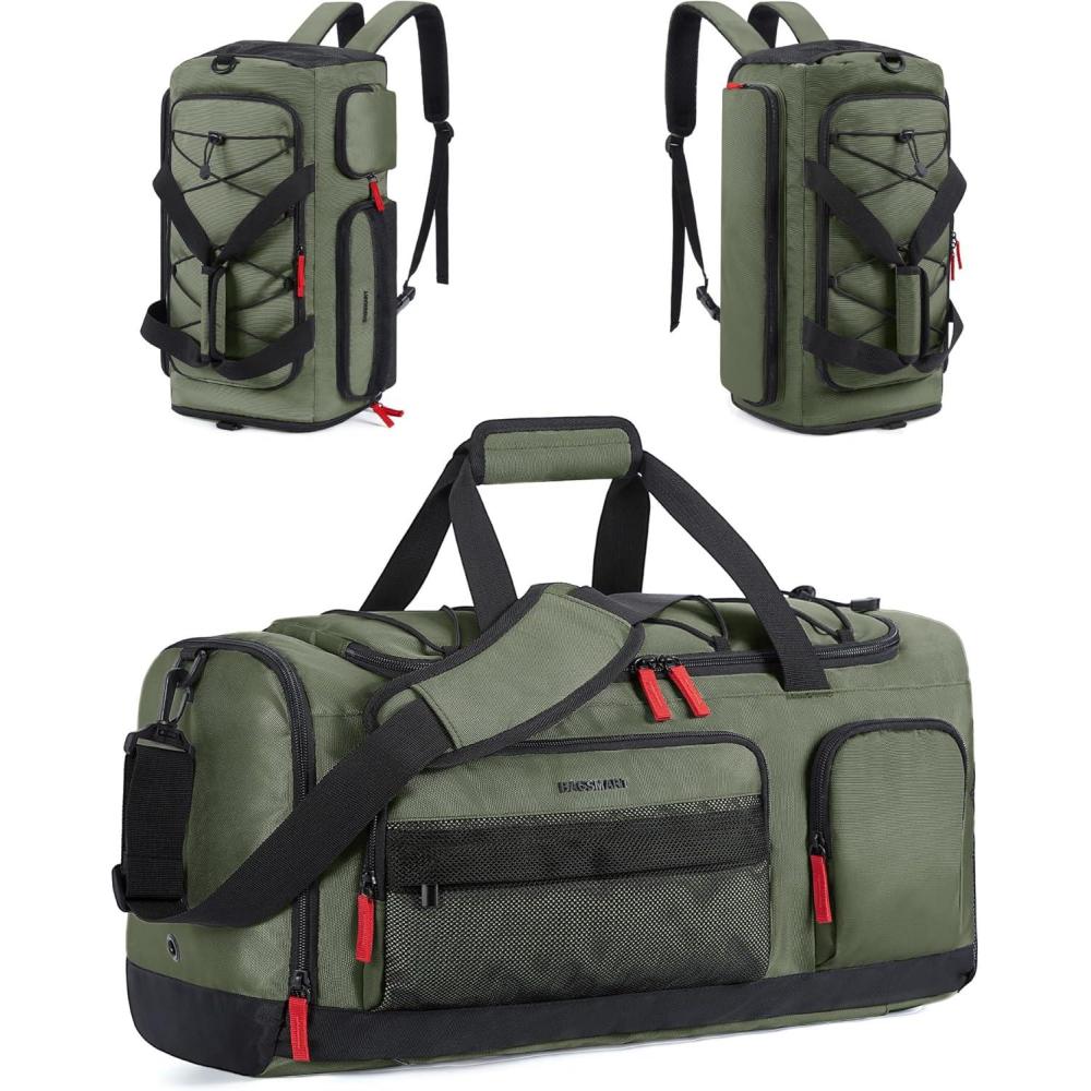 imageBAGSMART Gym Bag for Women amp Men 35L Sports Travel Duffel Bag with Shoe CompartmentAntiTheft Carry On Weekender Bag for Airplane Water Resistant Workout Overnight Backpack for Travel GymGreyGreen