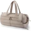 BAGSMART Puffer Gym Bag for Women, Lightweight Duffel Bag with Shoe Compartment, Weekender Bags with Wet Pocket, Workout Overnight Carry on Bag for Travel, Beige(Camel)
