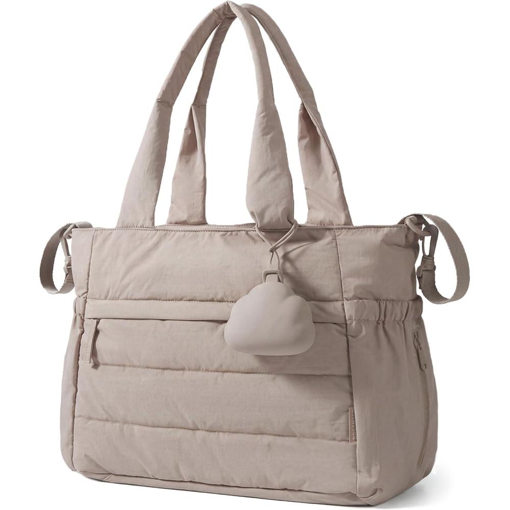 imageBAGSMART Diaper Bag Tote Hospital Bag for Labor Delivery Puffy Maternity Travel Diaper Tote Baby Bag with Pacifier CaseCamel