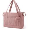 BAGSMART Diaper Bag Tote Puffer, Hospital Bag for Labor Delivery with Pacifier Case, Lightweight Baby Bag for Travel, Work | Multifunctional, Insulated Pockets, Water Resistance(Dark Pink)