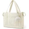 BAGSMART Diaper Bag Tote Puffer, Hospital Bag for Labor Delivery with Pacifier Case, Lightweight Baby Bag for Travel, Work | Multifunctional, Insulated Pockets, Water Resistance(Light Beige)