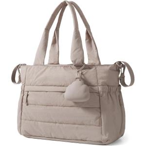 BAGSMART Diaper Bag Tote, Hospital Bag for Labor Delivery, Puffy Maternity Travel Diaper Tote, Baby Bag with Pacifier Case(Camel)