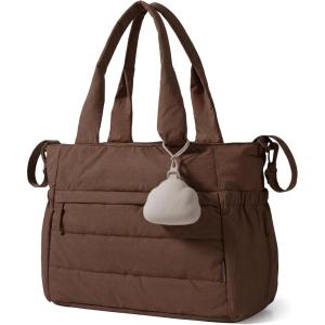 BAGSMART Diaper Bag Tote, Hospital Bag for Labor Delivery, Puffy Maternity Travel Diaper Tote, Baby Bag with Pacifier Case(Coffee)