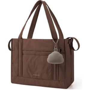 BAGSMART Diaper Bag Tote Puffer, Hospital Bag for Labor Delivery with Pacifier Case, Lightweight Baby Bag for Travel, Work | Multifunctional, Insulated Pockets, Water Resistance(Coffee)
