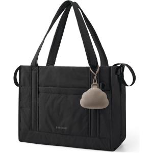 BAGSMART Diaper Bag Tote Puffer, Hospital Bag for Labor Delivery with Pacifier Case, Lightweight Baby Bag for Travel, Work | Multifunctional, Insulated Pockets, Water Resistance(Black)