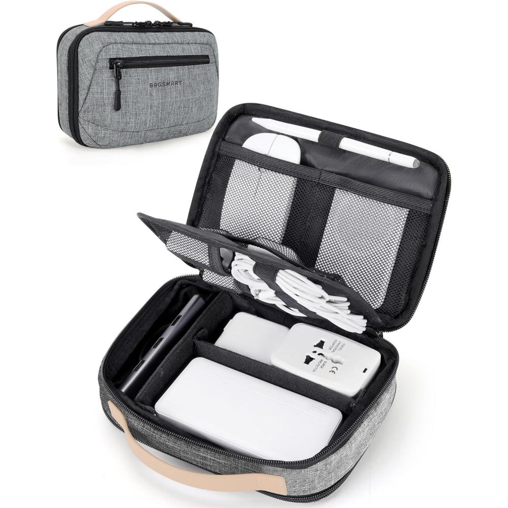 imageBAGSMART Electronics Organizer Travel Case Cord Organizer Travel Cable Bag for Tech AccessoriesGray