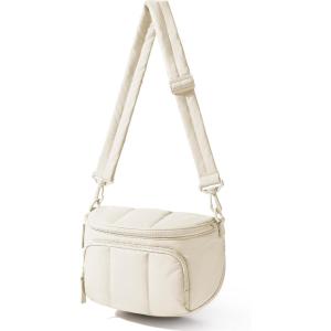 BAGSMART Puffer Crossbody Bum Bags for Women, Small Cross Body Purses for Women Travel & Work, Quilted Water-resistant Hobo | 4L, Quilted, Puffy, Mom, Everyday bag(Cashmere Beige)