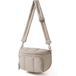 BAGSMART Puffer Crossbody Bum Bags for Women, Small Cross Body Purses for Women Travel & Work, Quilted Water-resistant Hobo | 4L, Quilted, Puffy, Mom, Everyday bag(02-latte Brown)